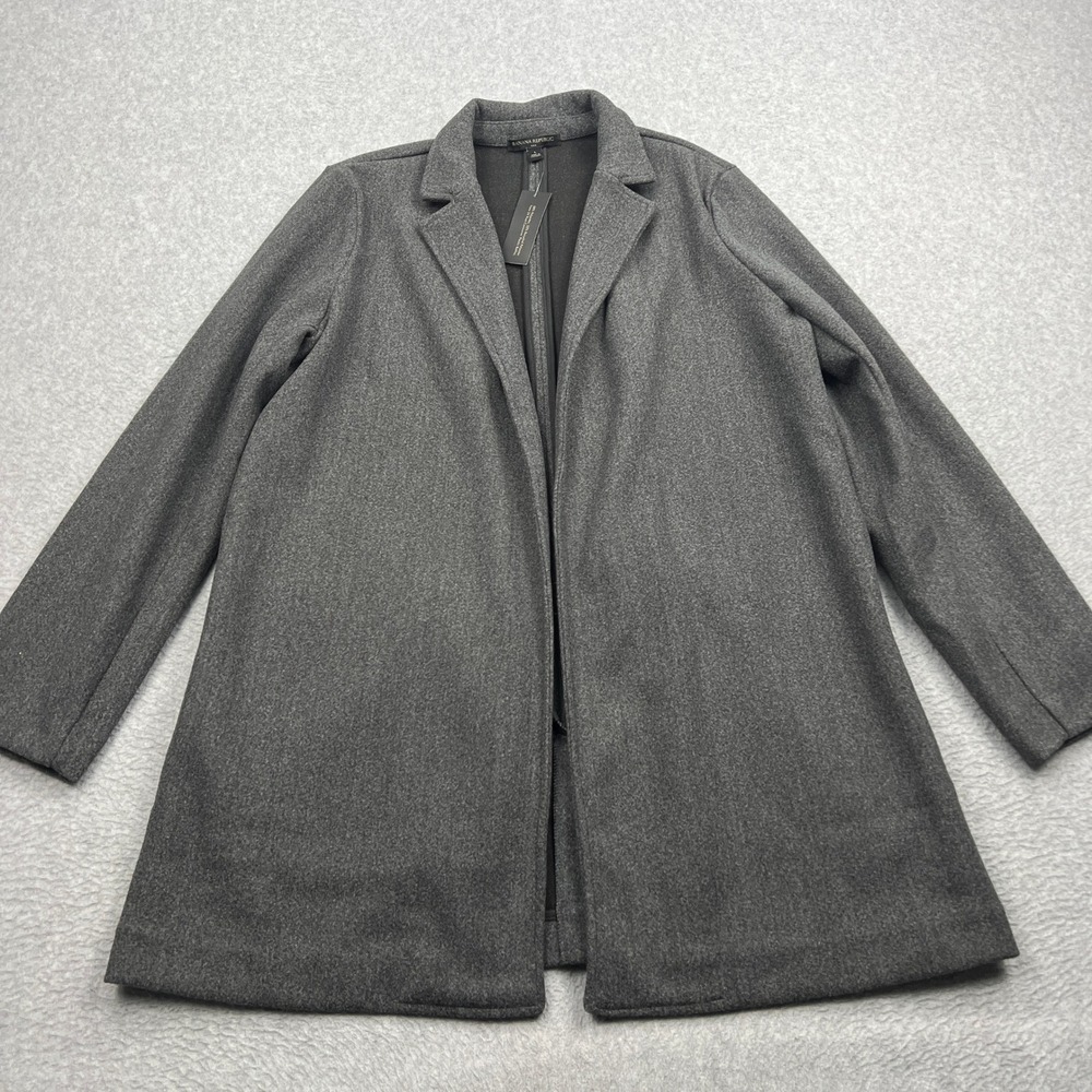 NEW Banana Republic Brushed Knit Jacket Womens Large Gray Long Open Front Duster